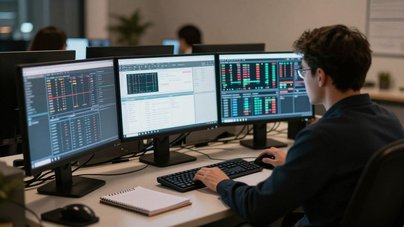Automated trading workstation with futures chart on screen