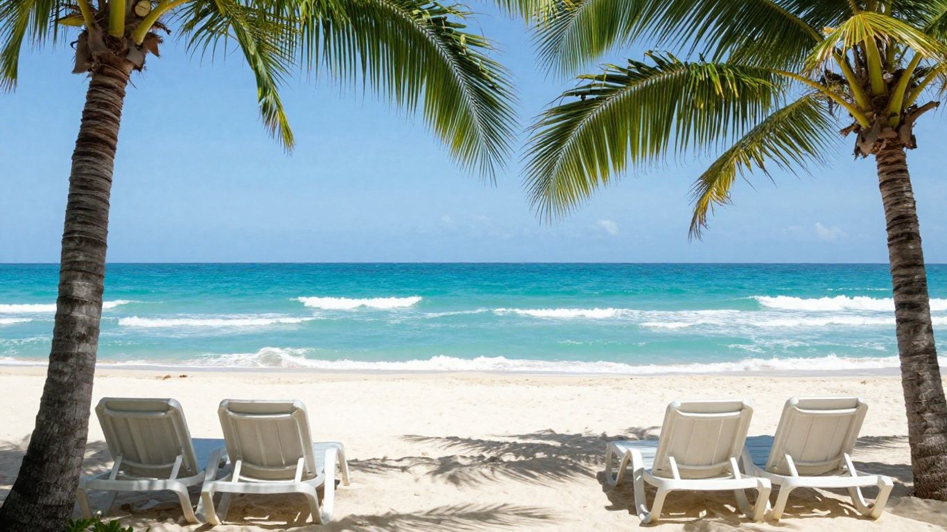 Tropical paradise view with vibrant blue waters