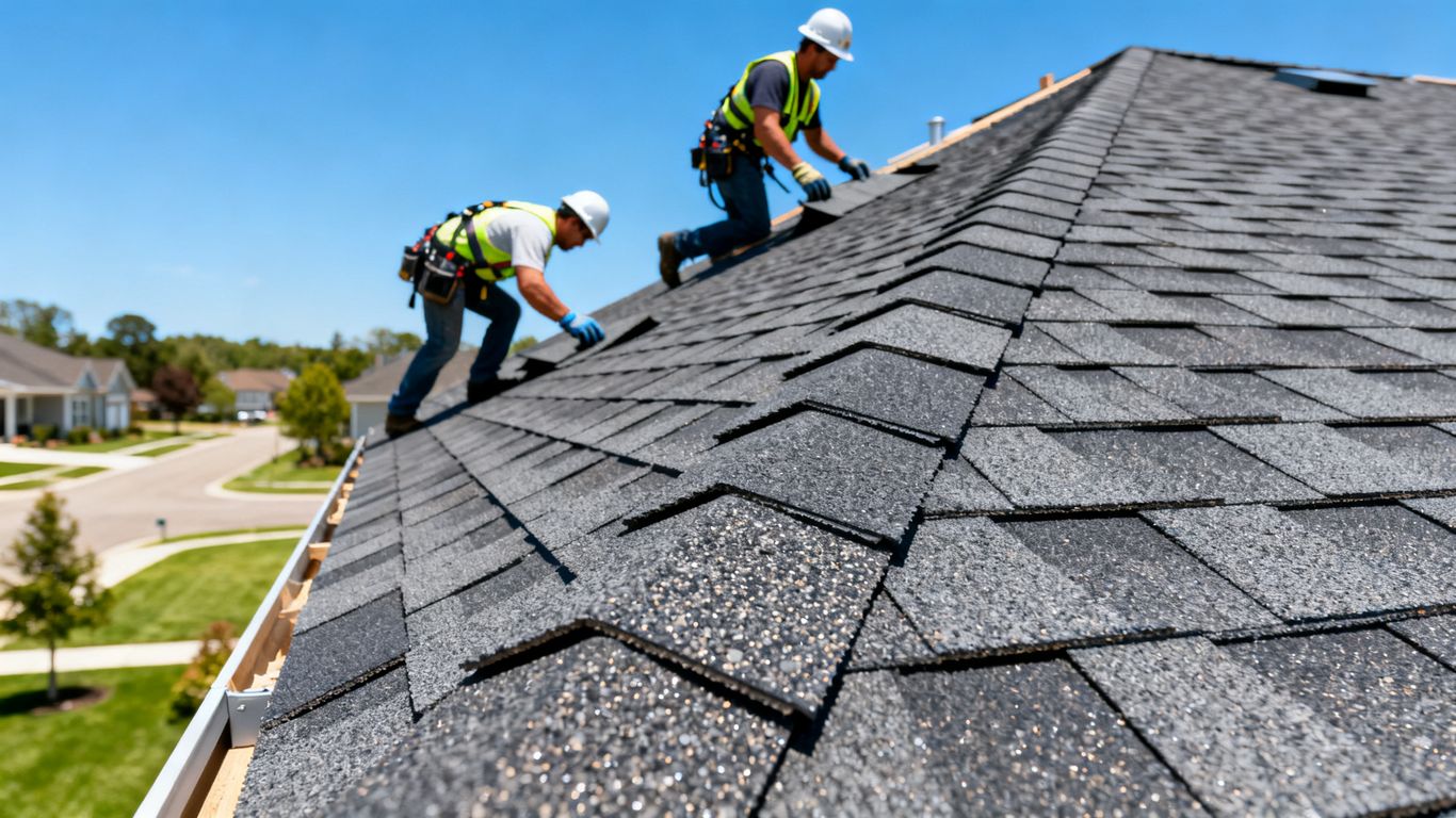 Modern roofing materials installation site showing precise techniques