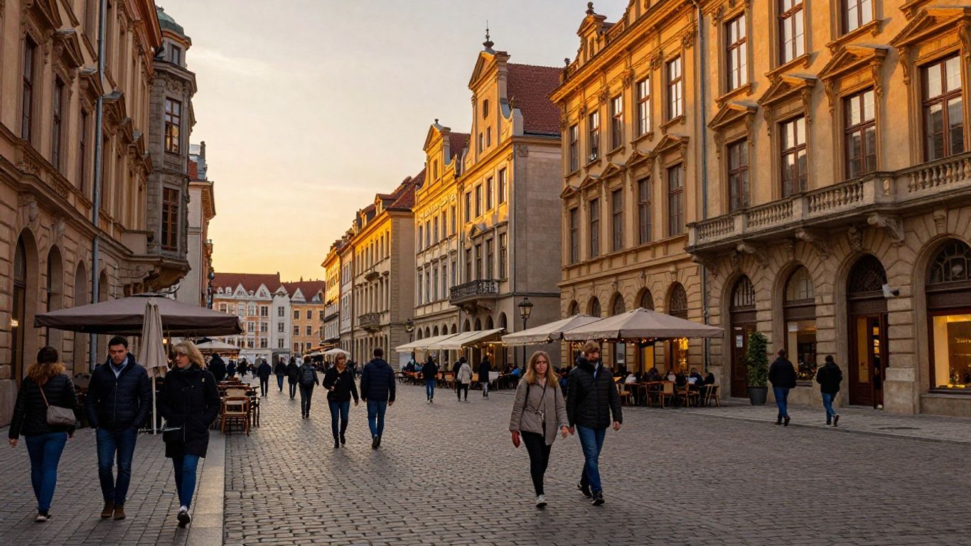 A scenic view of a city center