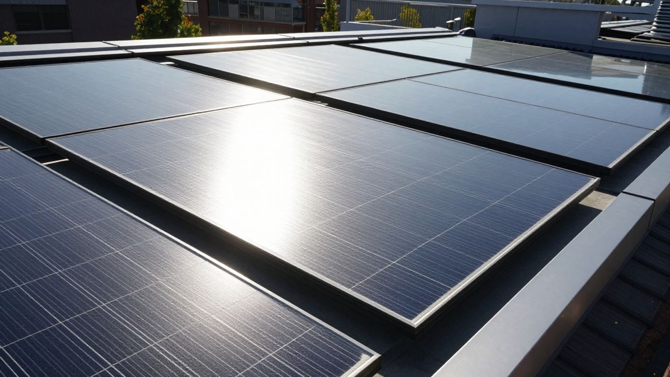 Tesla solar panels on a modern rooftop.