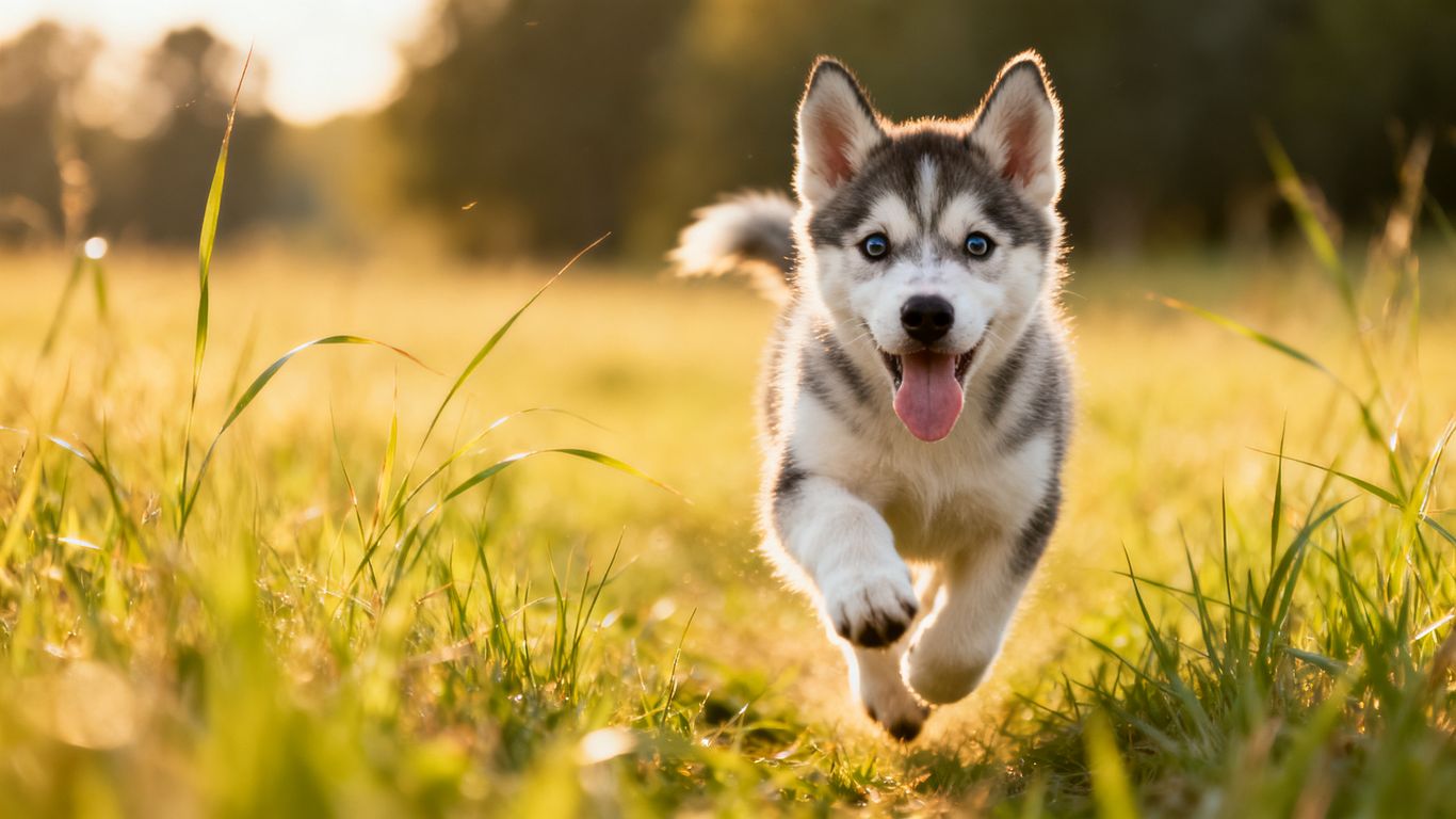 Husky running on path