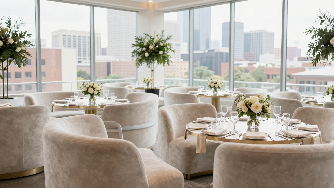Modern Dallas baby shower venue with elegant decor and natural light.