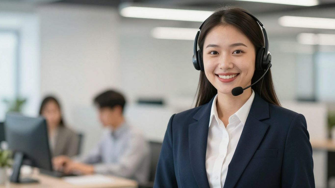 JustFly customer service agent with headset