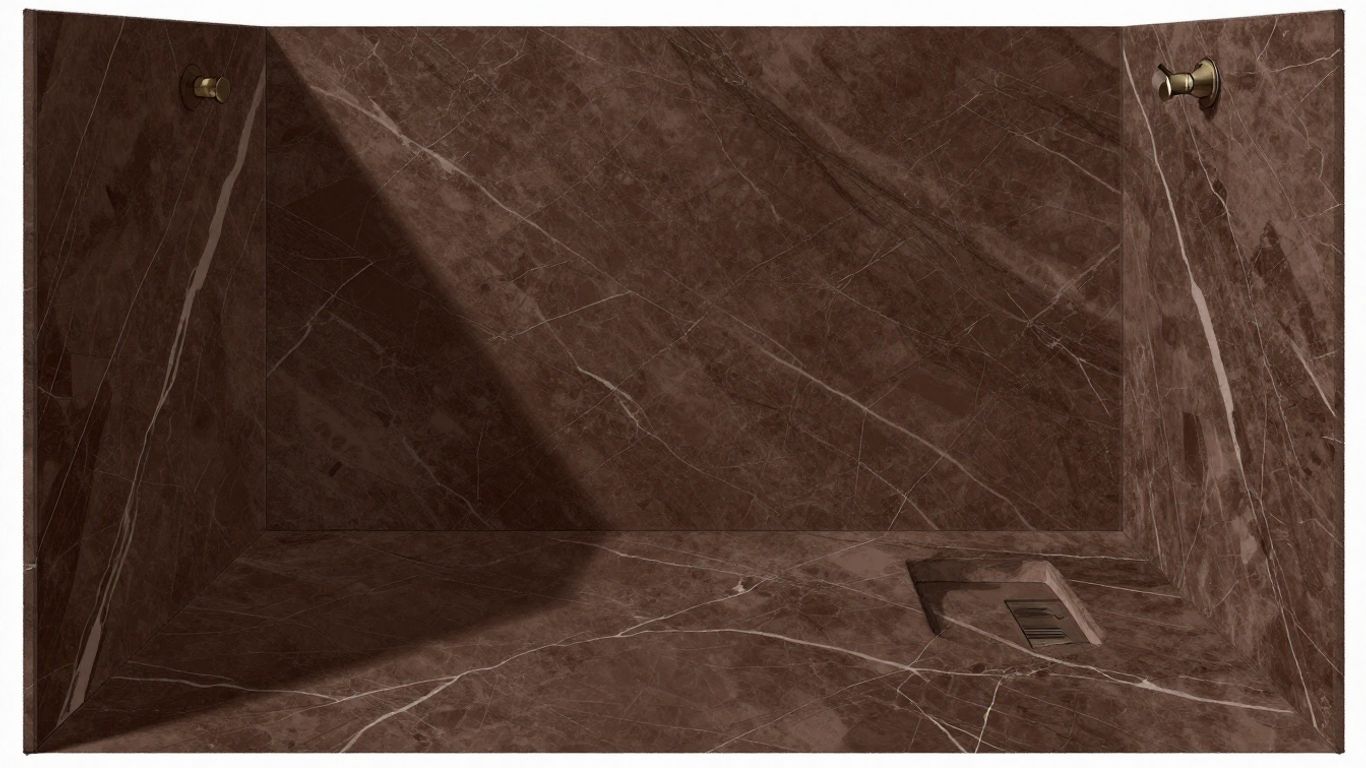 Emperador Dark Marble in a small bathroom sketch.