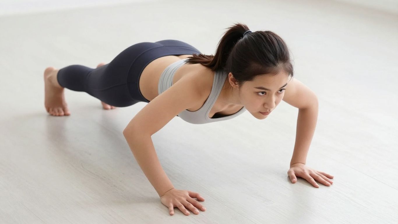 Beginner performing a push-up with good form.