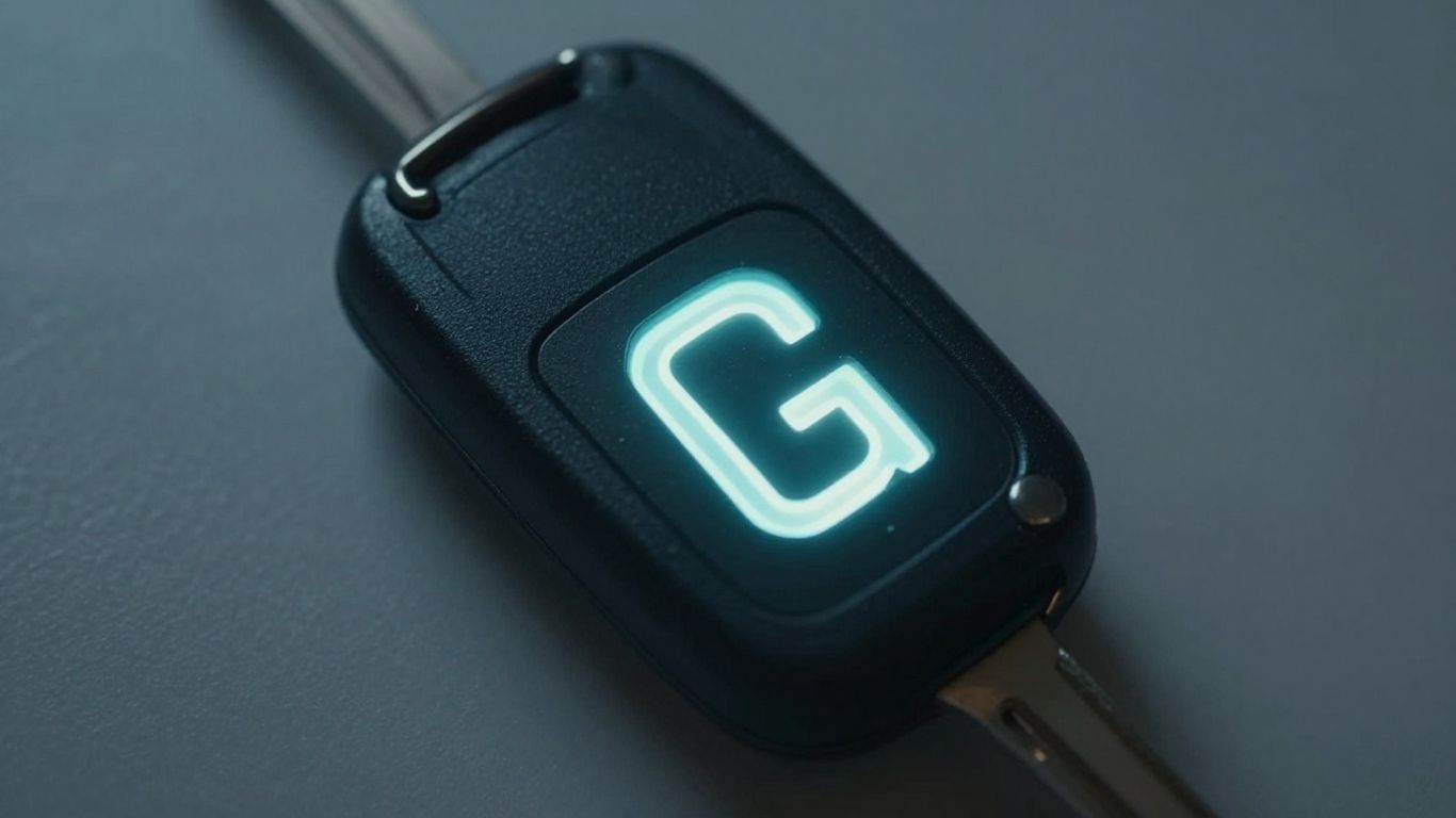 Car key fob with a glowing Google review symbol.
