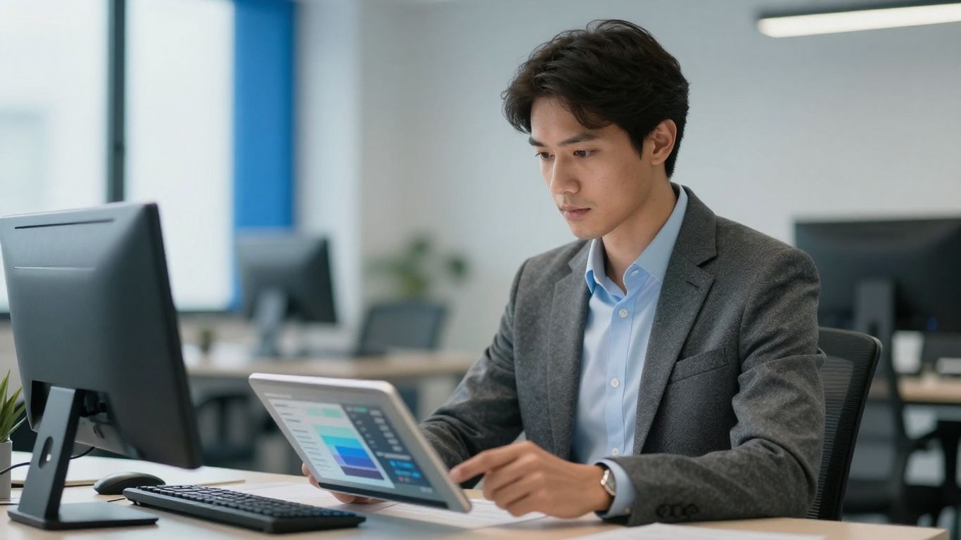 Person im Büro mit Tablet