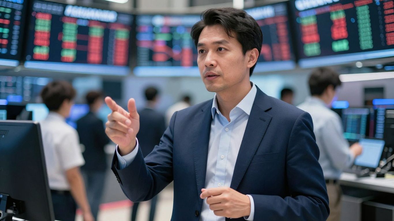Stockbroker on a trading floor