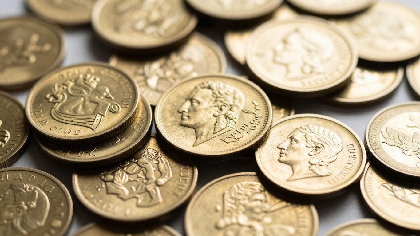 عملات ذهبية لامعة ومفصلة قابلة للتحصيل