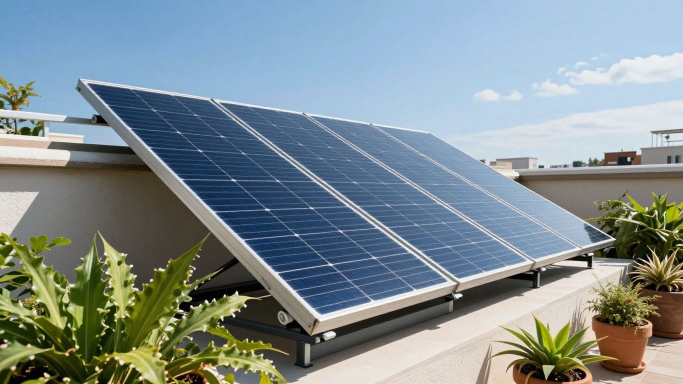 Solar panel installed on a sunny balcony.