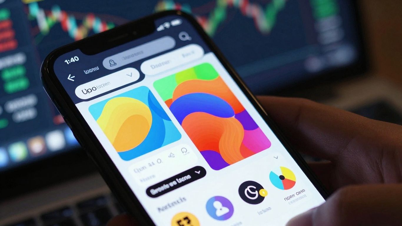 Smartphone displaying trading data