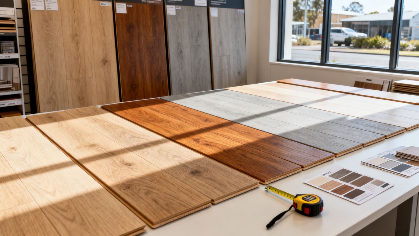 Laminate flooring samples in Adelaide showroom