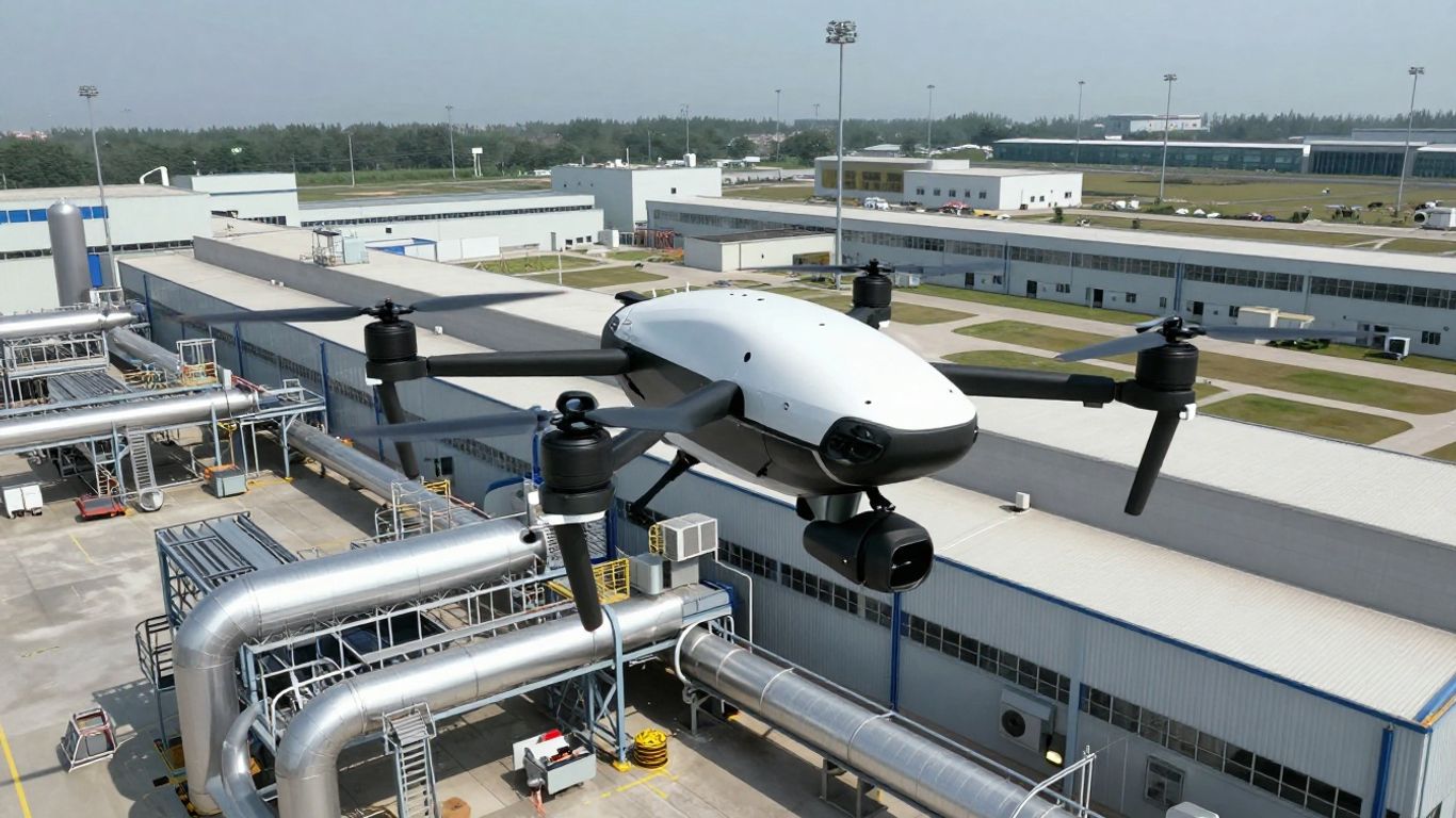 Advanced drone scanning industrial facility
