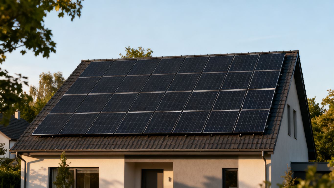 Toiture résidentielle équipée de panneaux photovoltaïques