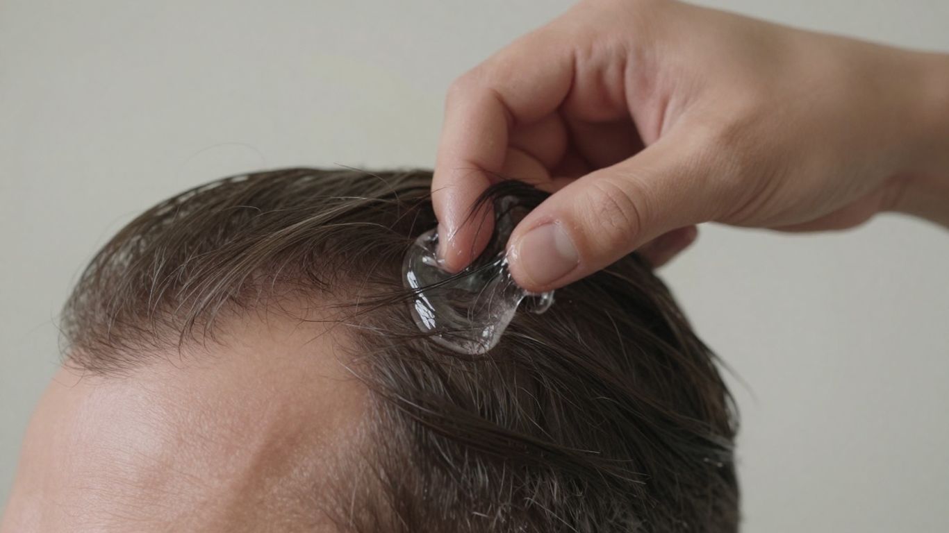 Man applying hair gel to scalp.