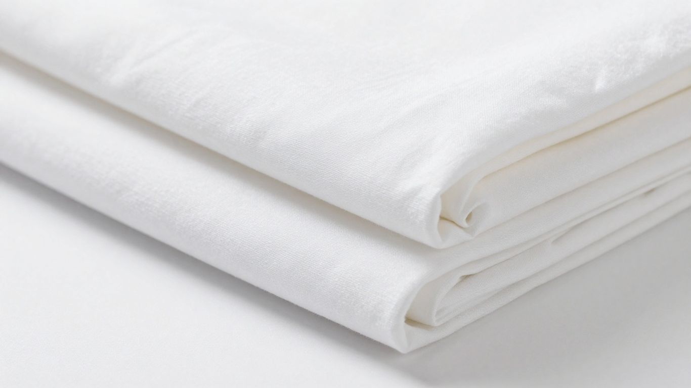 Crisp white percale cotton sheets folded neatly.
