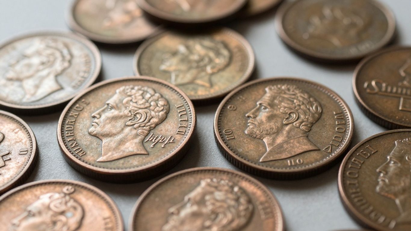 Vintage two-cent coin pieces collection