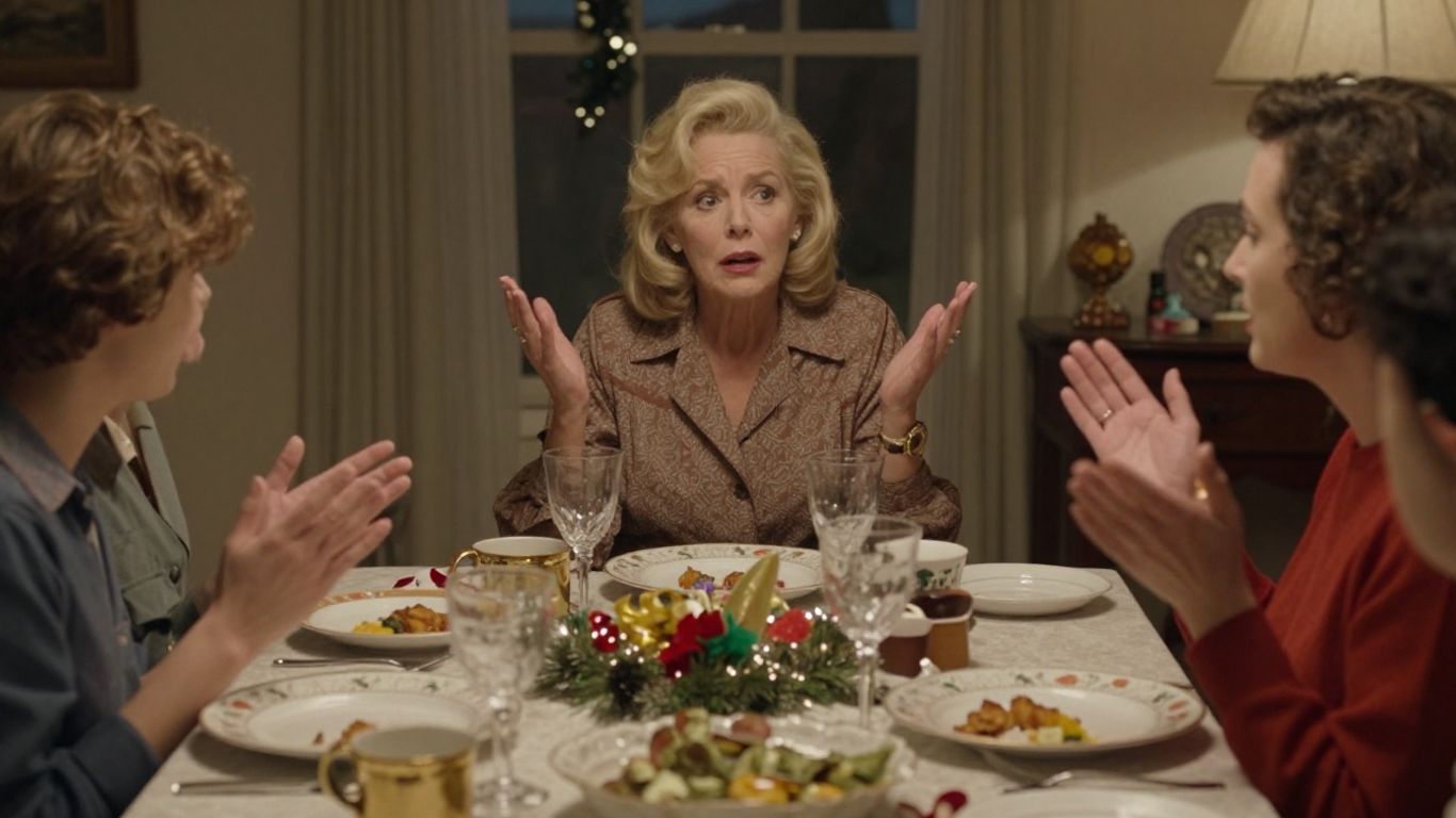 Diane Ladd as Nora looking concerned at the dinner table