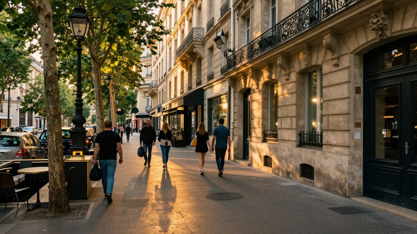 Vue photographique d’une rue calme de Montparnasse