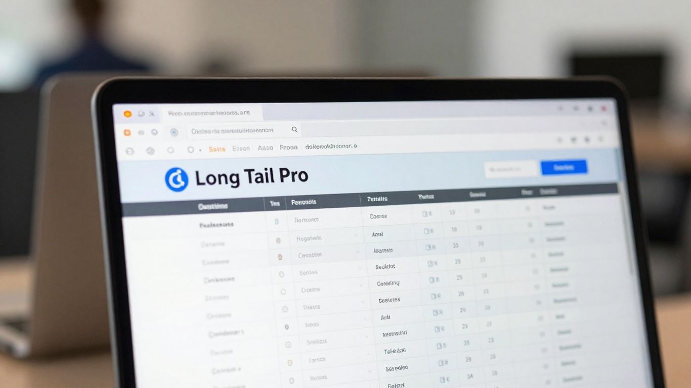 Long Tail Pro software interface on a laptop screen.