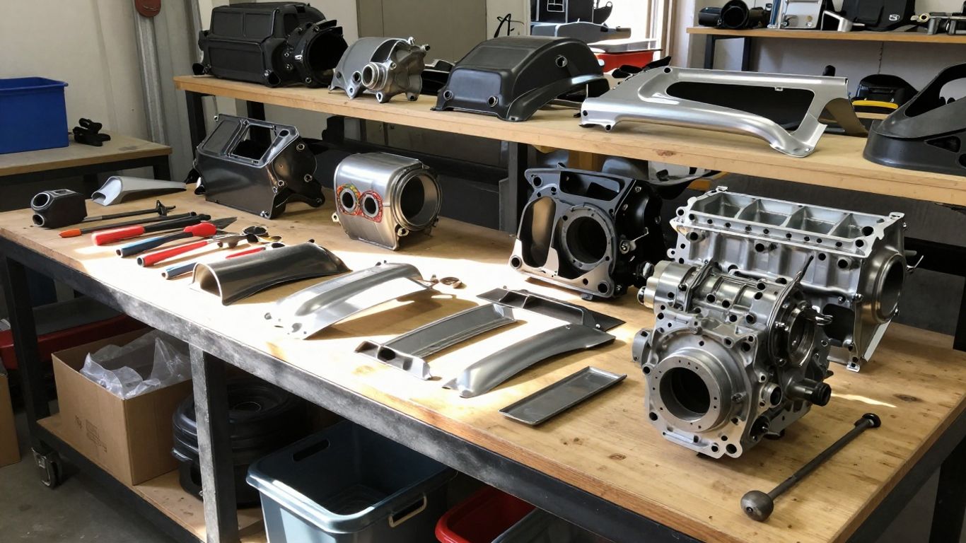 Nissan Navara D40 parts in a Perth workshop.