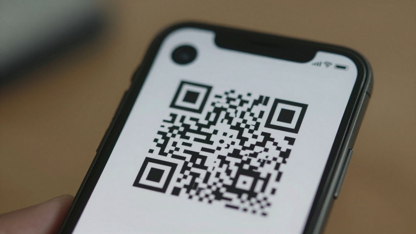 iPhone scanning a QR code.