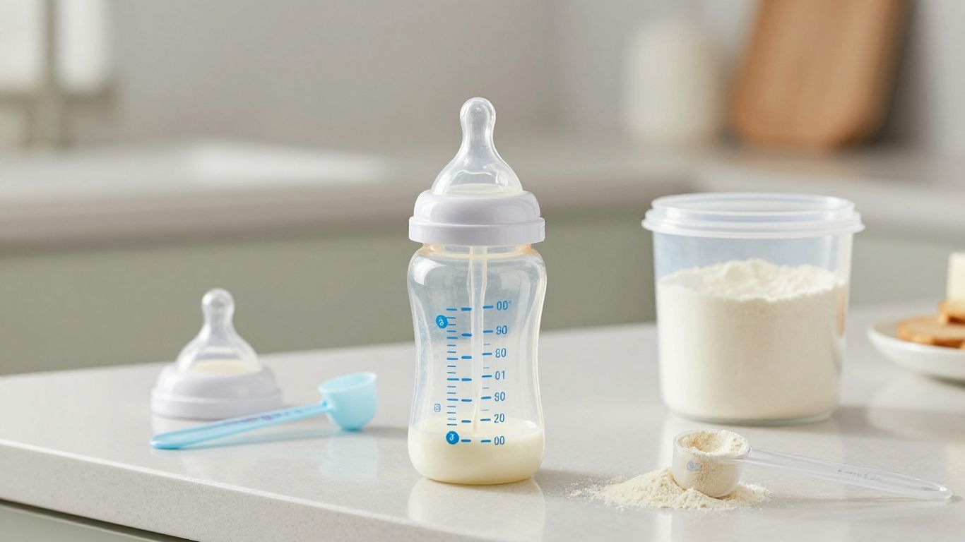Preparación de biberón con leche de fórmula.