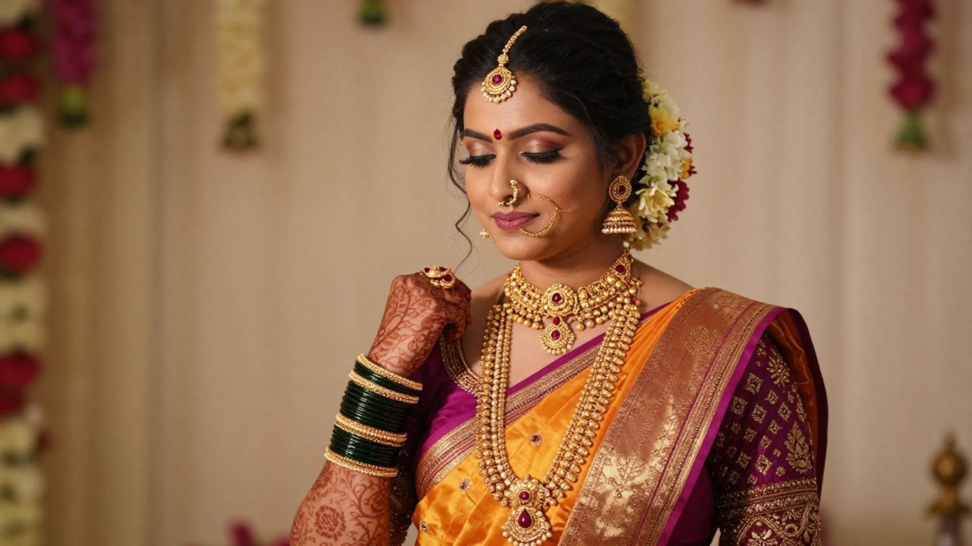 Indian bride wearing layered wedding jewellery