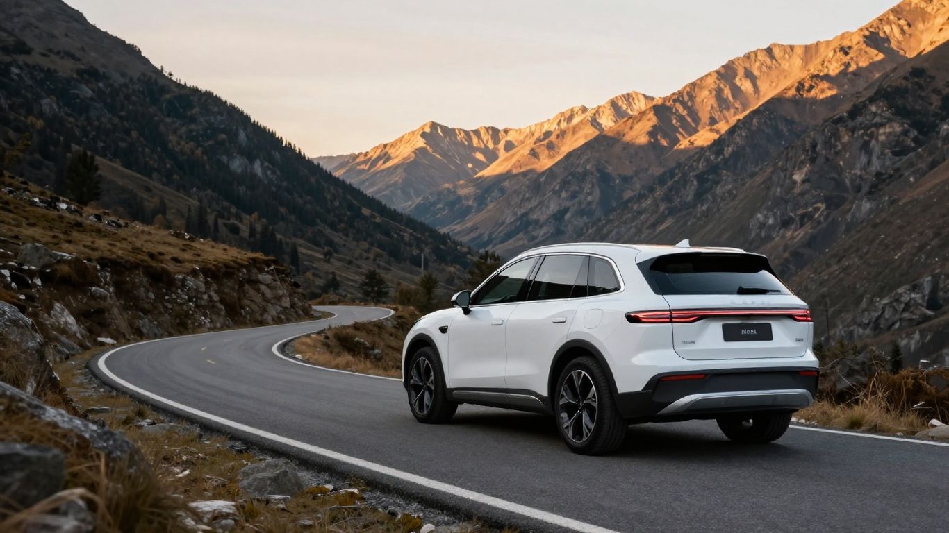 SUV driving on a mountain road