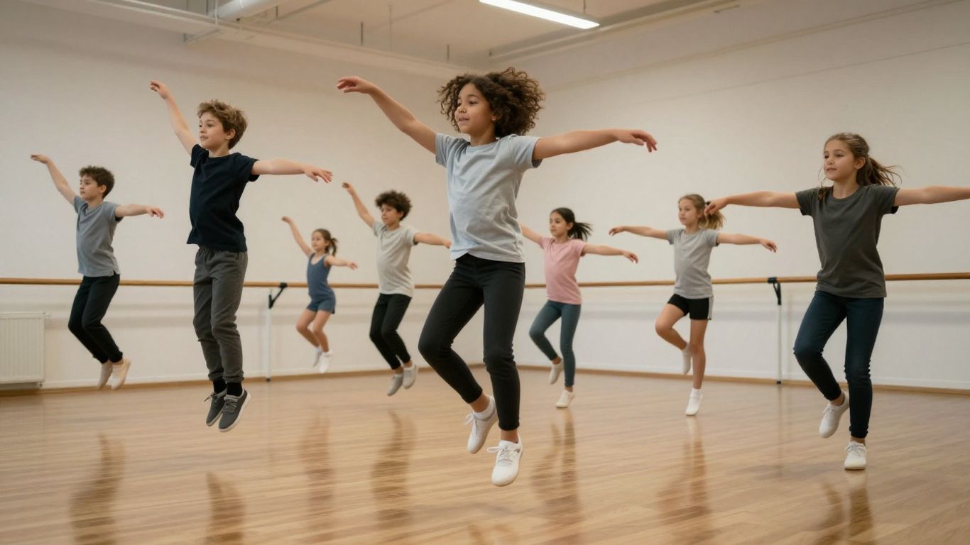Children expressing joy and creativity through dance movement.