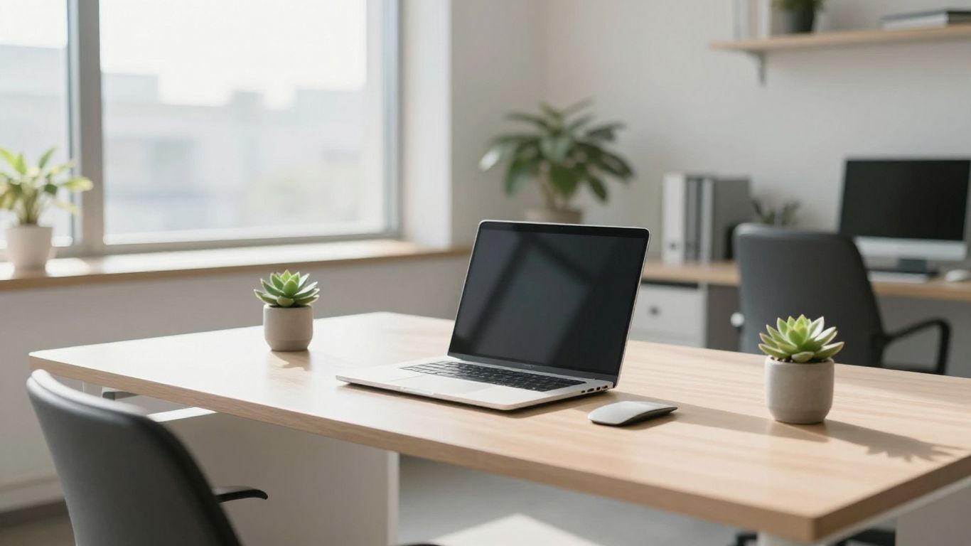 A diverse professional workspace with sleek technology