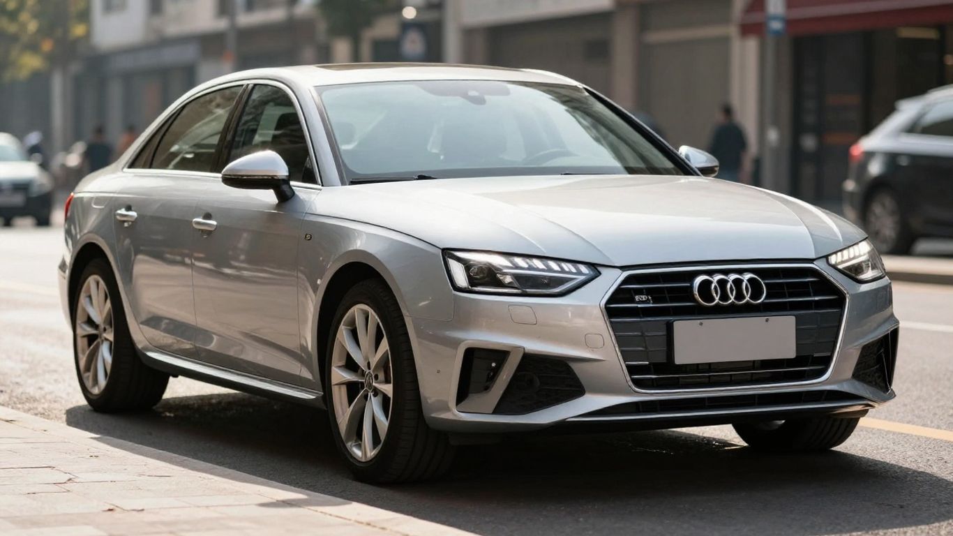 Audi A4 B9 silberne Limousine auf Stadtstraße