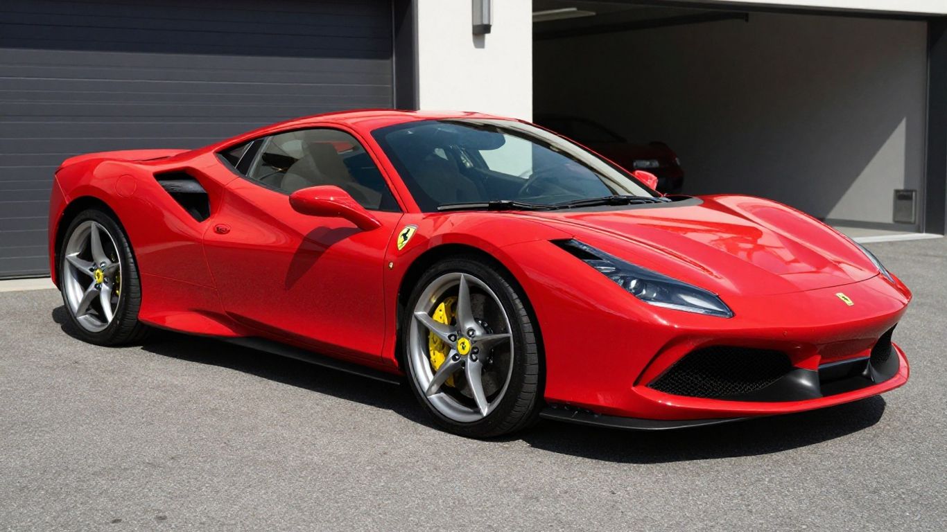 Ferrari F8 Tributo parked in a garage