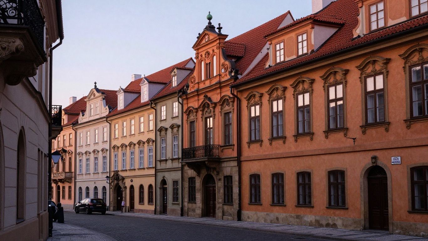 A peaceful street scene in a historic district