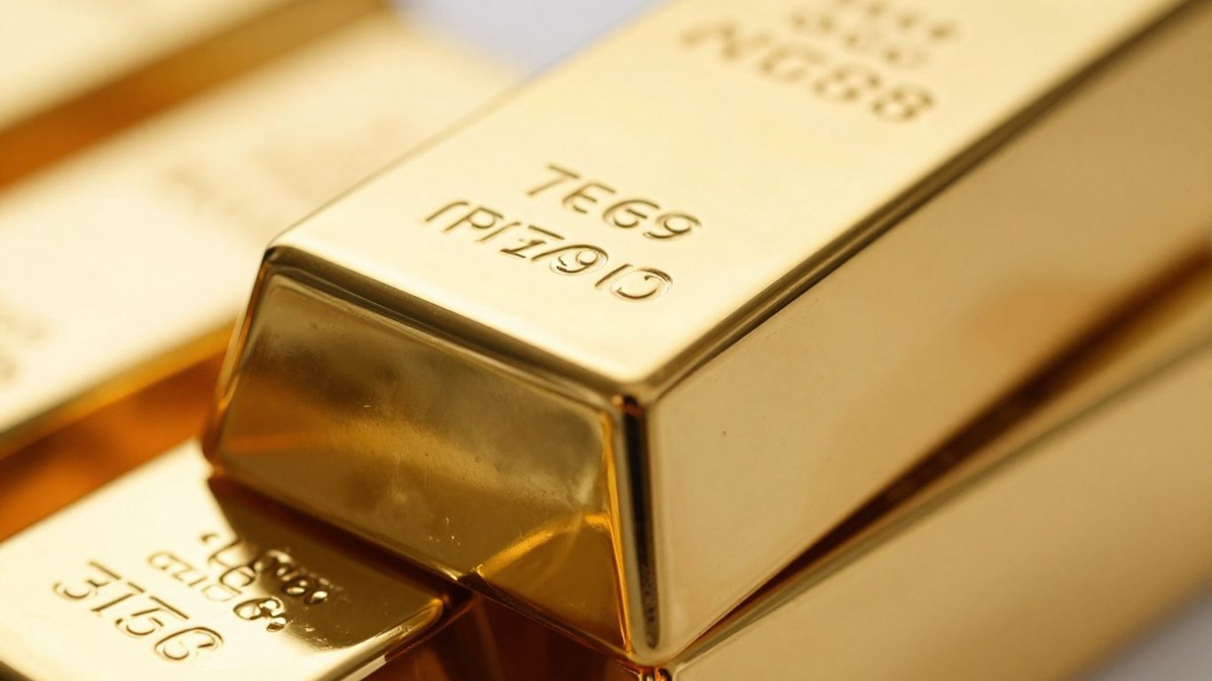 Lingot d'or brillant reflétant la lumière.