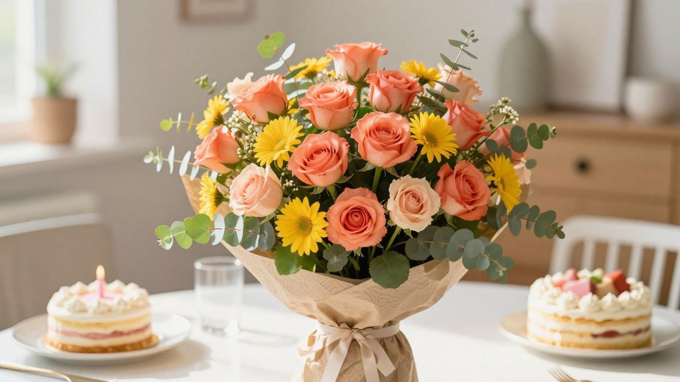Bright birthday bouquet in Altona home