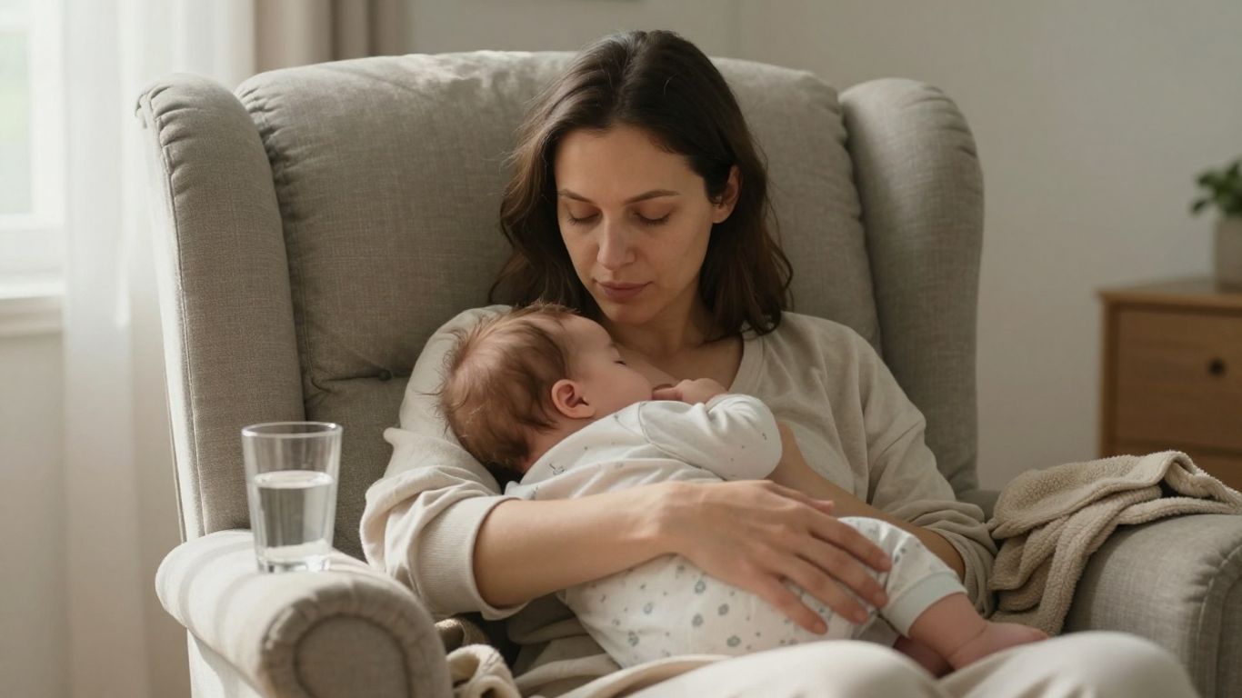 Madre amamantando a su bebé en casa