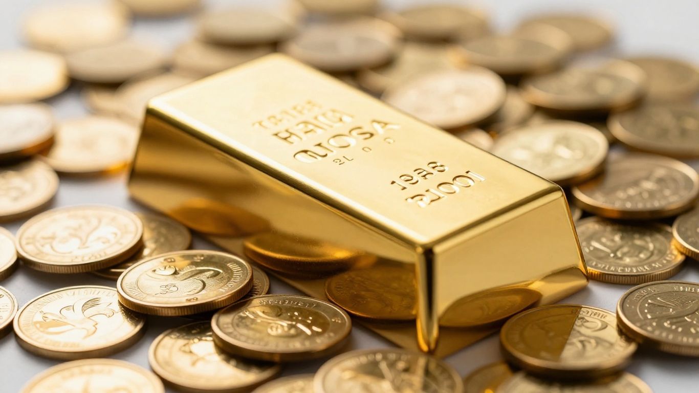 Barre d'or et pièces d'or