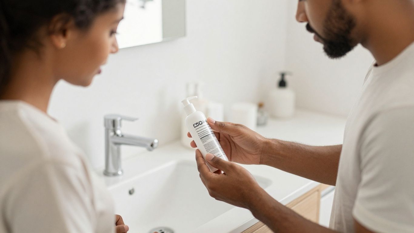 A couple comparing lubricant ingredients at home