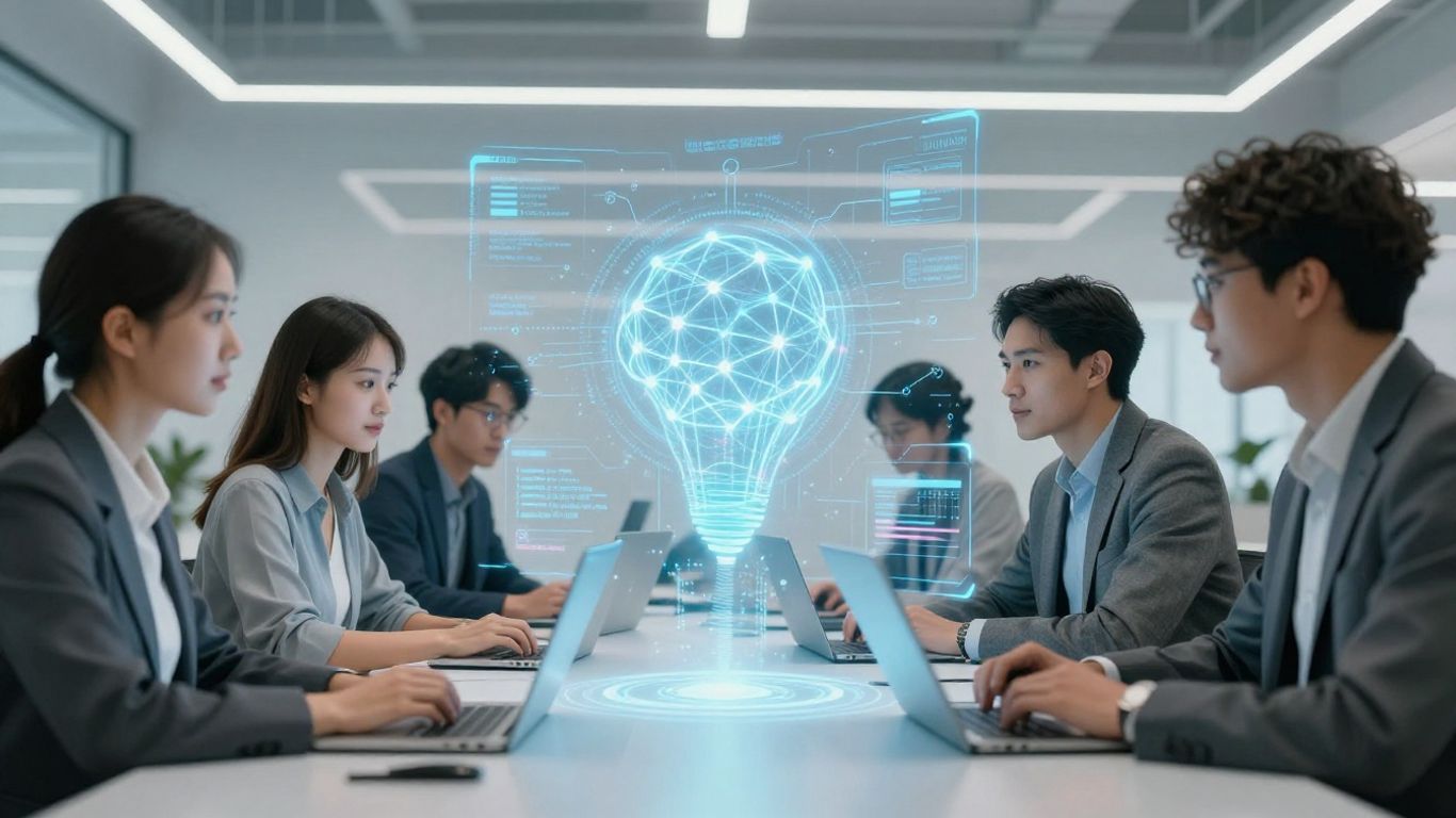 Offshore AI developers working on futuristic technology