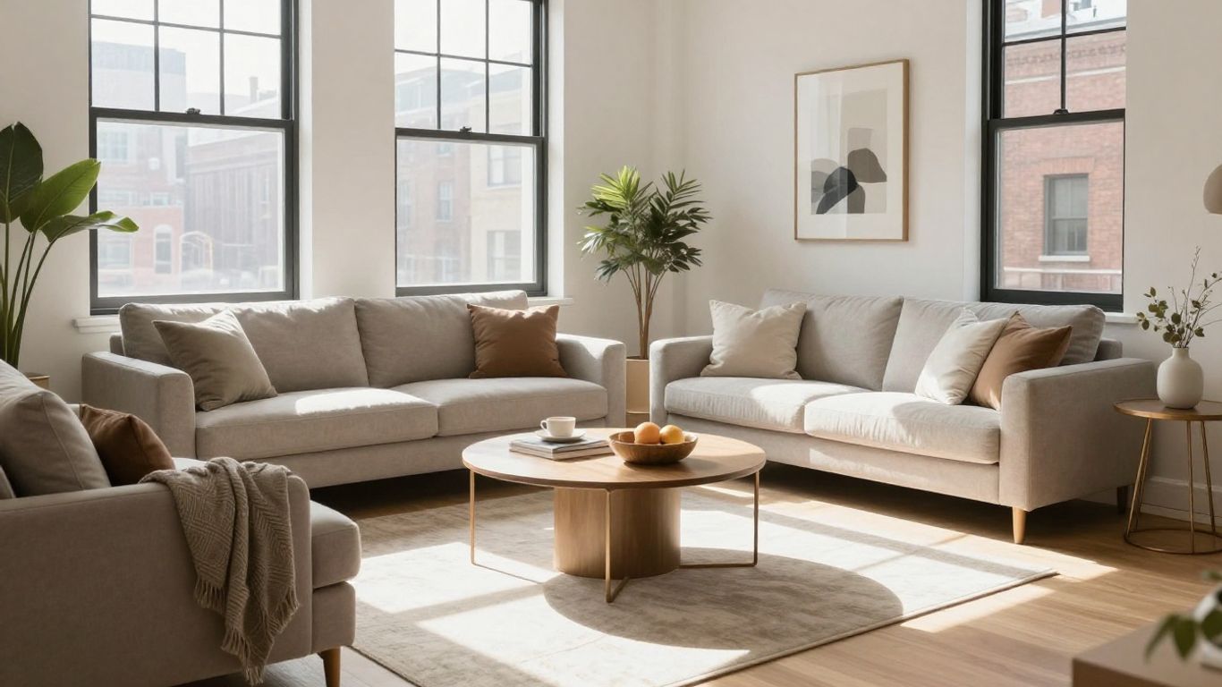 Stylish furniture in a Chicago apartment for Airbnb.