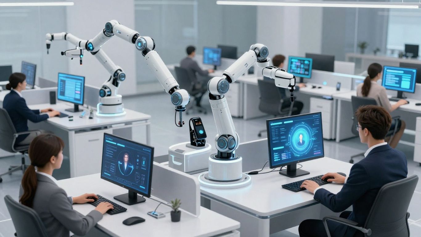 Customer service automation examples in a modern office setting.