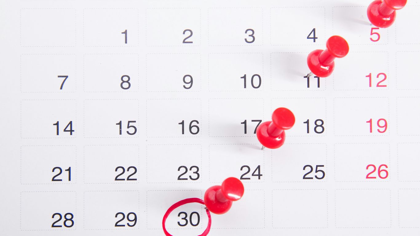 Calendário de Departamento Pessoal com prazos