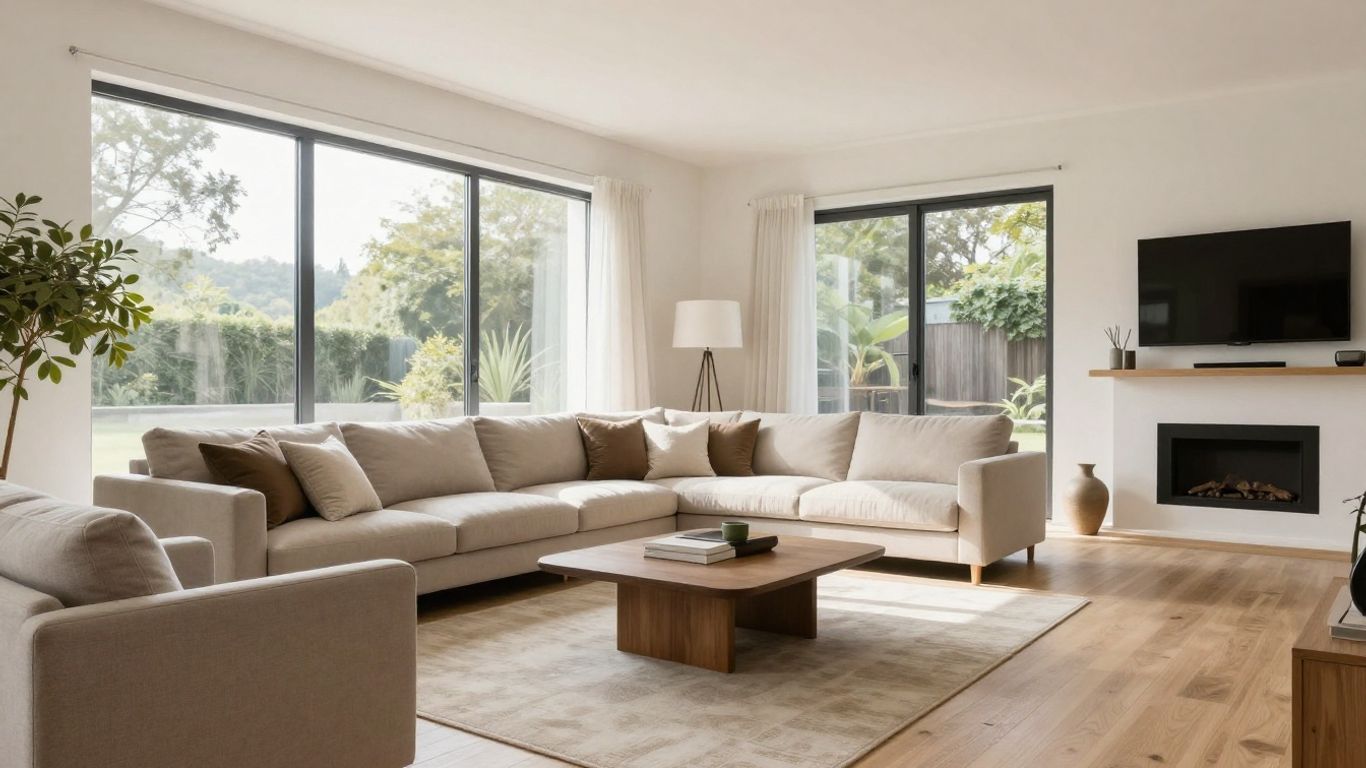A modern living room with a bright open layout