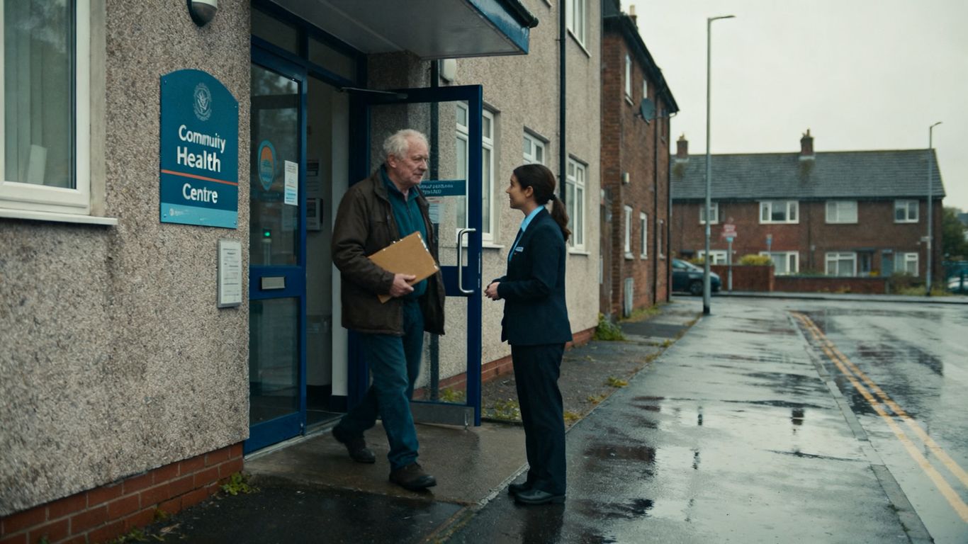 Resident arriving with support at community clinic
