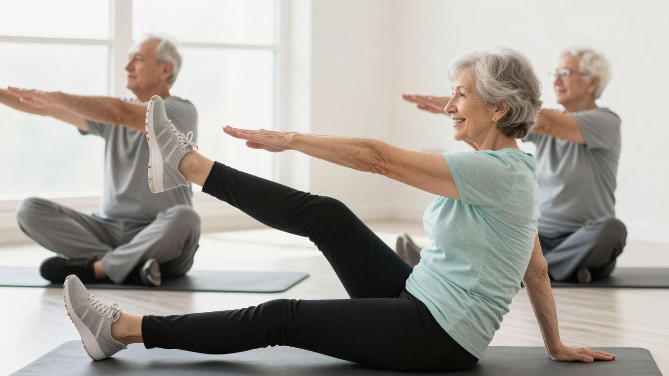 Senior exercising in a chair