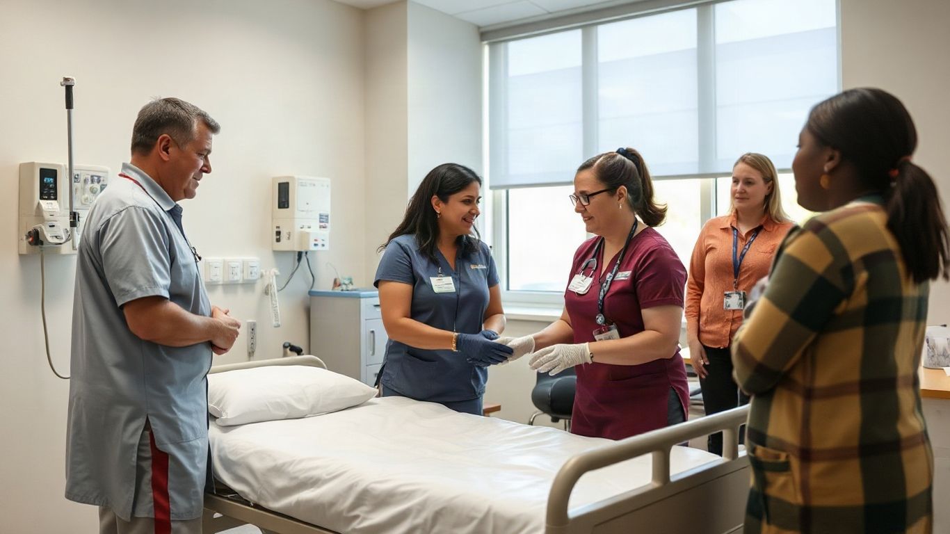 CNA student practicing patient transfer with instructor