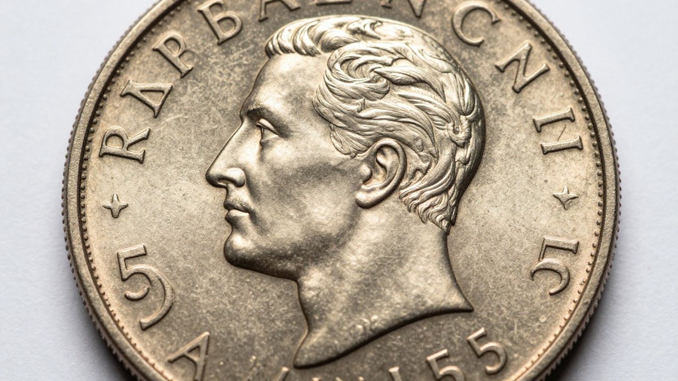 Canadian five-cent coin close-up