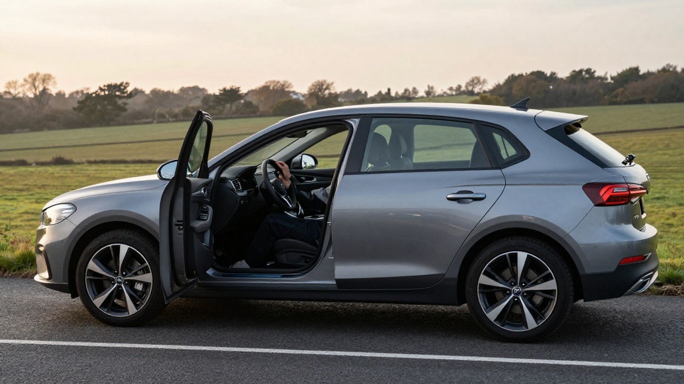 Driver reviewing car mileage before leasing